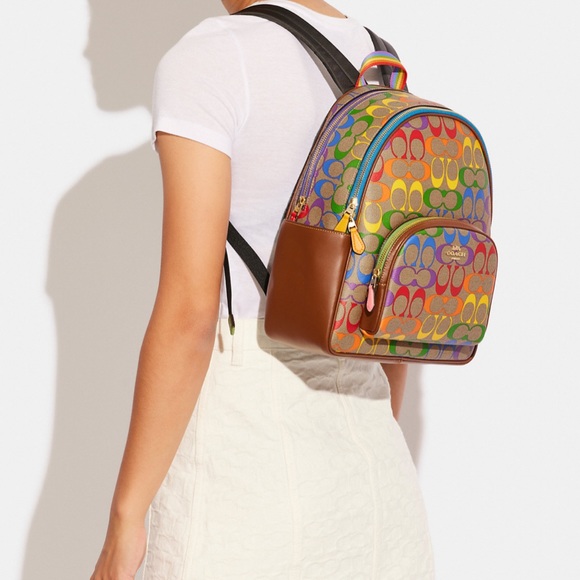 Coach Court Backpack In Rainbow Signature Canvas - Picture 5 of 5